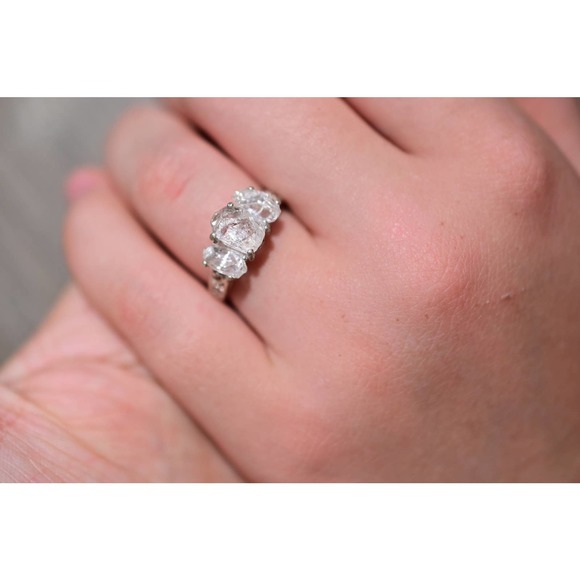 Unique Engagement Ring, Diamond Ring, raw stone ring, Anniversary Ring - Picture 2 of 6